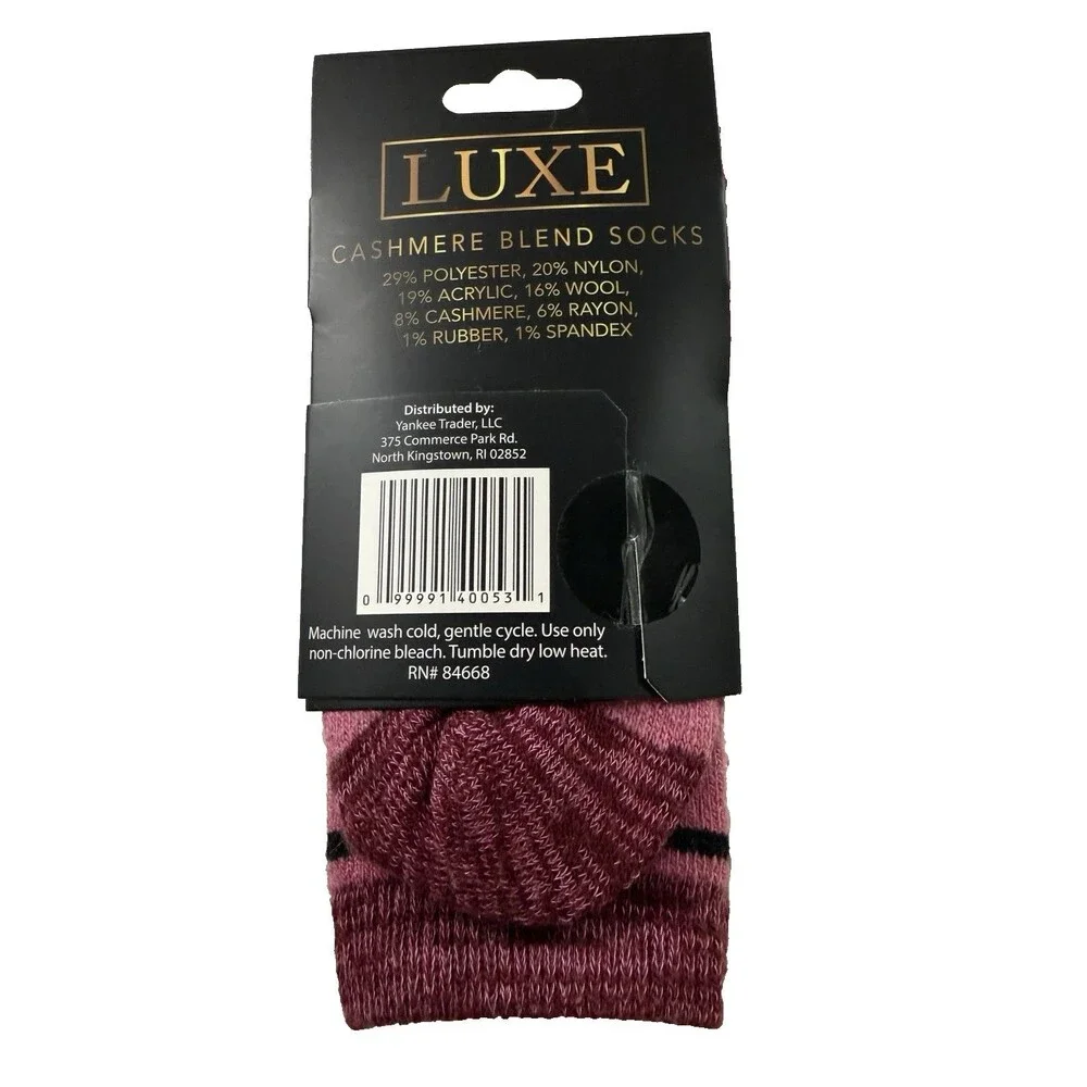 Luxe Cashmere Blend Ladies Reindeer Socks Ivory Pink 2 Pair Stocking Stuffer